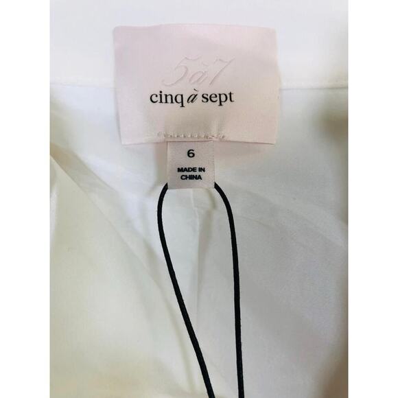 New With Tags Cinq A Sept Elisabeth Crepe Pleated Lined Trousers 6 Ivory - Picture 6 of 12